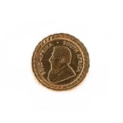 A 1/4 KRUGERRAND-SET RING, C1980