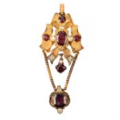 A GARNET AND PASTE-SET BROOCH/PENDANT