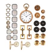A COLLECTION OF GENTLEMAN'S DRESS JEWELLERY AND A POCKET WATCH