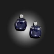 A PAIR OF TANZANITE AND DIAMOND EARRINGS