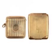 TWO 9CT YELLOW GOLD VESTA CASES