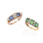 TWO GEM-SET GOLD RINGS