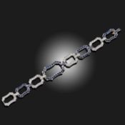 A SAPPHIRE AND DIAMOND SET BRACELET
