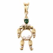 AN EMERALD AND DIAMOND PENDANT
