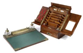 A VICTORIAN WALNUT STATIONERY BOX