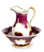 A FLIGHT BARR AND BARR, WORCESTER, EWER AND BASIN SET