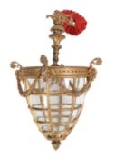 A GILT BRONZE CEILING LANTERN