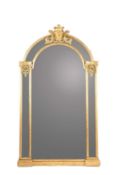 A LARGE FRENCH GILTWOOD OVERMANTEL MIRROR
