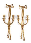 A PAIR OF ORMOLU WALL LIGHTS