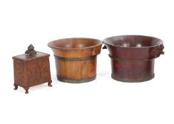 A GEORGE III MAHOGANY AND BRASS BOUND WINE COOLER