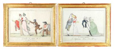 SIX FRENCH CARICATURE PARISIENNE PRINTS
