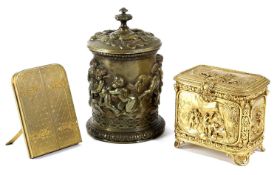 A FRENCH GILT BRASS JEWELLERY CASKET