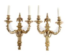 A SET OF FOUR ORMOLU WALL LIGHTS
