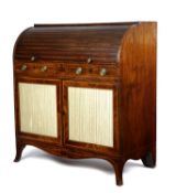 A GEORGE III MAHOGANY CYLINDER BUREAU