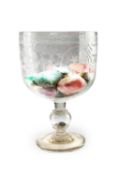 A MASSIVE CUT GLASS GOBLET