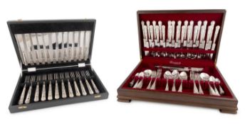 A cased modern silver King's pattern canteen for twelve,