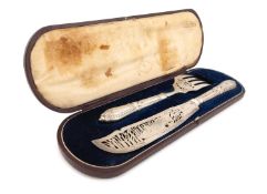 A cased pair of Victorian silver fish servers,