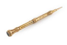 A Victorian gold propelling pencil,
