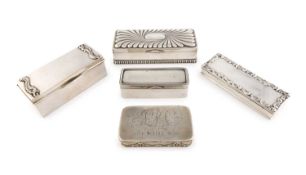 A collection of American silver stamp boxes,