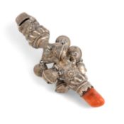 λ A George III silver baby's rattle, whistle and teether,