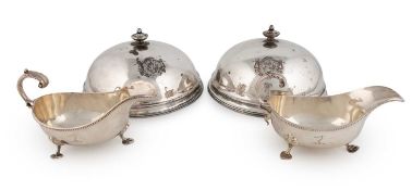 A pair of old Sheffield plated plate covers,