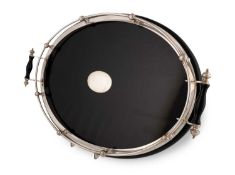 An electroplated-mounted ebonised two-handled tray,