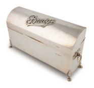 An Edwardian silver playing cards bridge box,