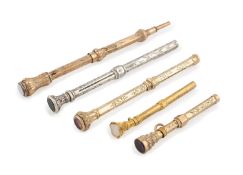 A small collection of gold, silver and gilt-metal propelling pencils,