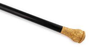 An American gold-mounted walking cane,