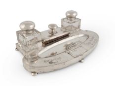 A large early-20th century German silver inkstand,