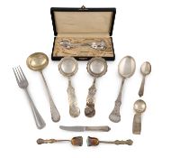 A collection of continental silver flatware,