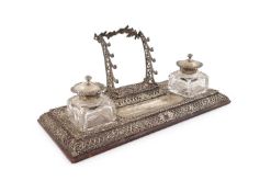 A Victorian silver inkstand,