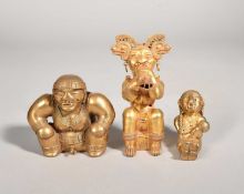 THREE COLOMBIAN TUMBAGA FIGURES