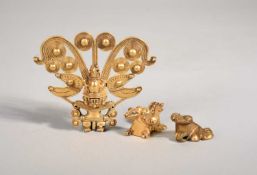 THREE COLOMBIAN TUMBAGA PENDANTS