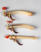 λTHREE SOLOMON ISLANDS FISH HOOKS