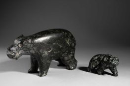 TWO INUIT CARVED STONE BEARS