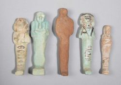 FIVE EGYPTIAN SHABTIS