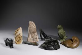 SEVEN INUIT STONE CARVINGS