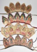 FOUR TIBETAN RITUAL CROWNS