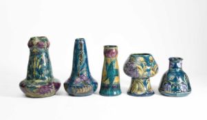 George Cartlidge for S. Hancock & Sons, Five Morrisware vases