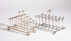 In the manner of Christopher Dresser (1834-1904) Two silver-plated toast racks by Heath & Middleton