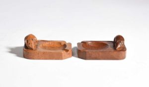 Robert Thompson of Kilburn (1876-1955) Two Mouseman ashtrays