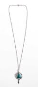 James Fenton & Co. An Arts and Crafts silver and enamel pendant necklace