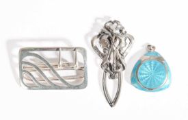 A Jugendstil silver belt buckle