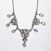 An Arts and Crafts silver and moonstone collar necklace