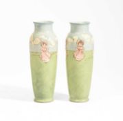Margaret E. Thompson (1889-1926) for Doulton Lambeth, A pair of Faience stoneware vases