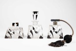 Attributed to Karl Palda, An Art Deco glass dressing table set