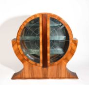 Art Deco, English, A walnut display cabinet