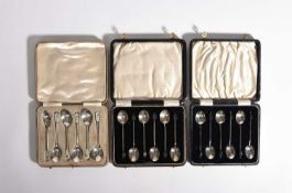Bernard Instone, An Art Deco set of six silver and enamel spoons