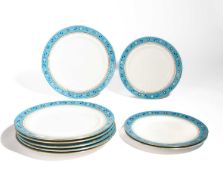 Christopher Dresser (1834-1904) for Minton, Nine Aesthetic Movement plates